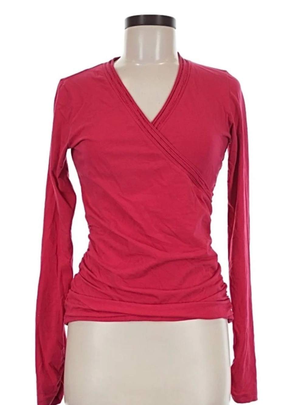 CAbi Raspberry Pink Wrap-Style Long Sleeve Top